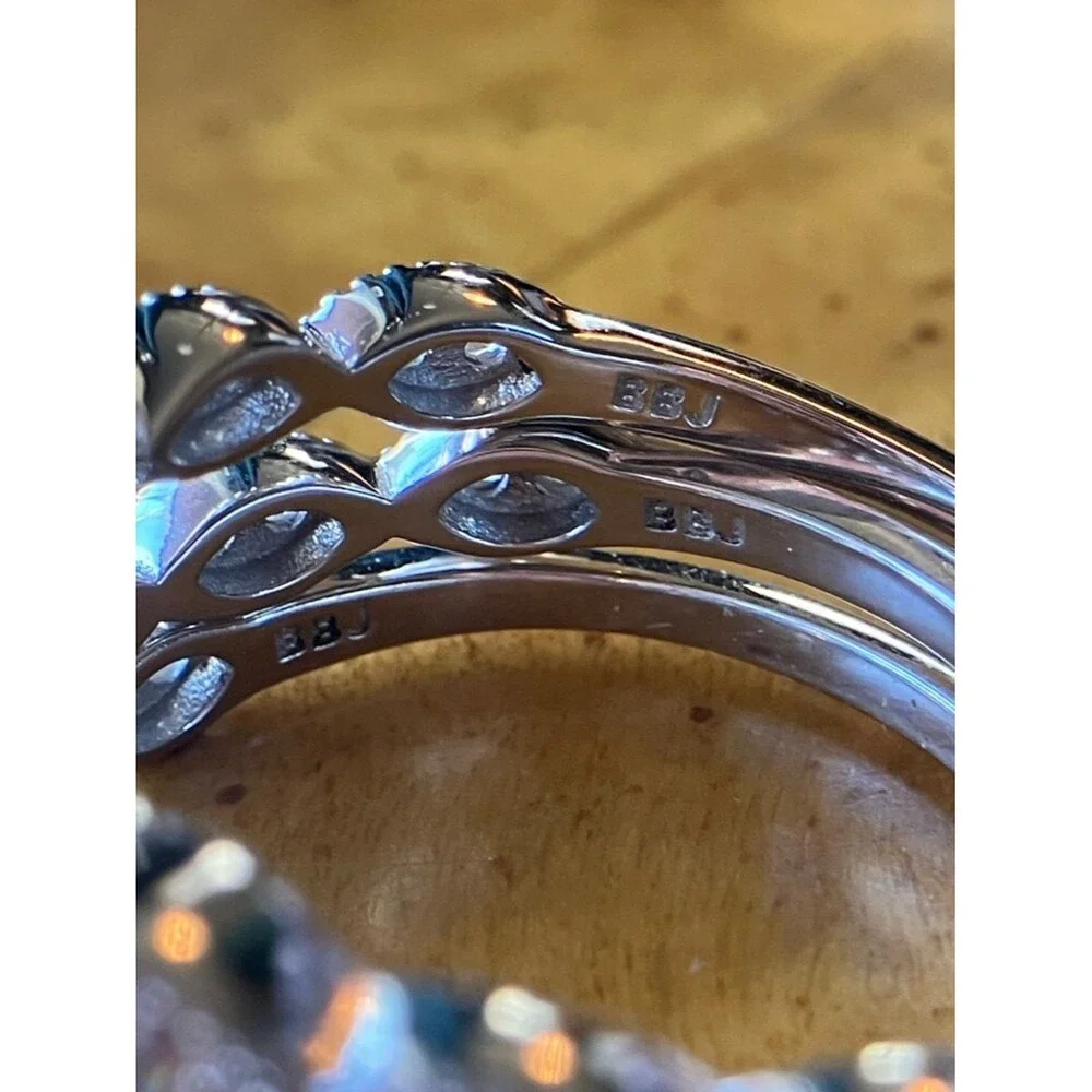 Natural London Blue Topaz Sterling Silver Ring Set Size 9